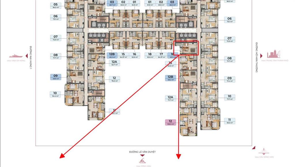 Siêu phẩm  cần bán căn hộ 1pn 45,3m² tầng 27 peninsula đà nẵng, view sông hàn  sổ hồng lâu dài