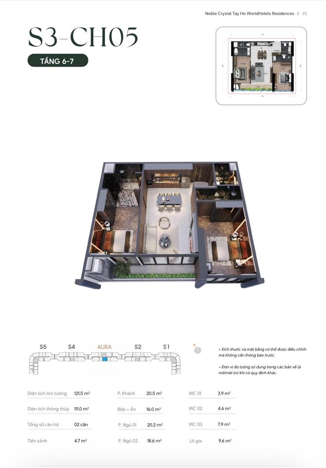 Suất ngoại giao căn 2pn 111m2 noble crystal tây hồ nhỉnh 18 tỷ, view công viên, htls 48 tháng