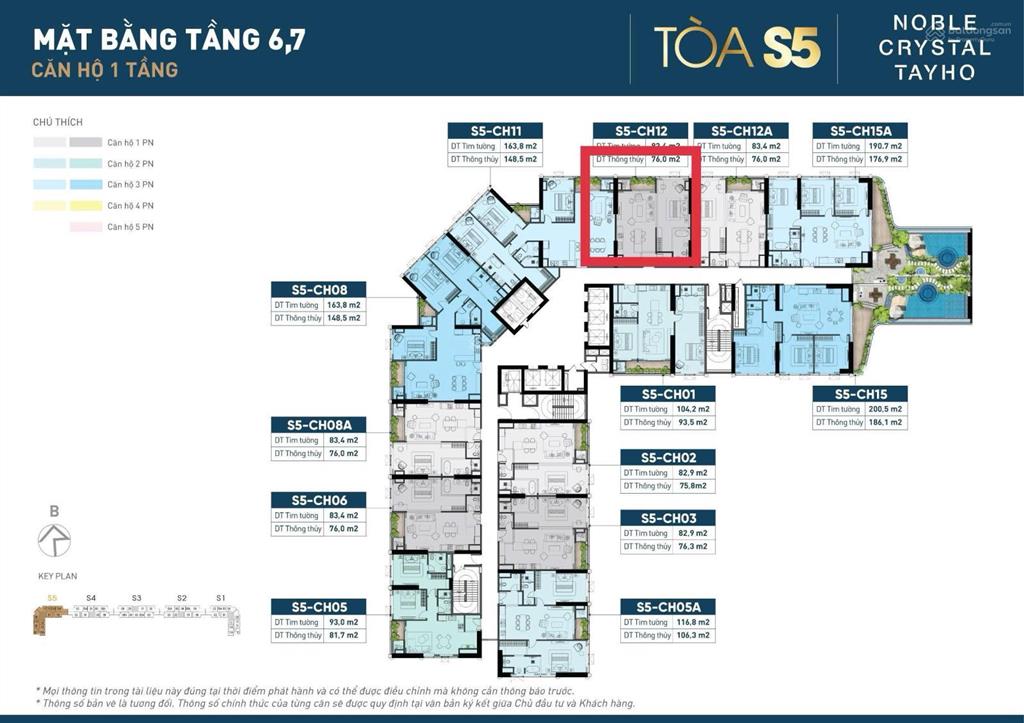 Hàng hiếm căn 1pn noble crystal tây hồ giá 11,7 tỷ, htls 48 tháng. hướng bắc view sông hồng