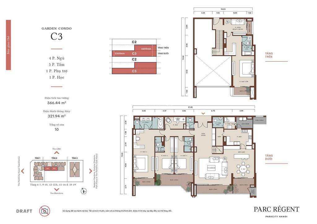 Bán căn duplex c3 321m2 parc régent park city