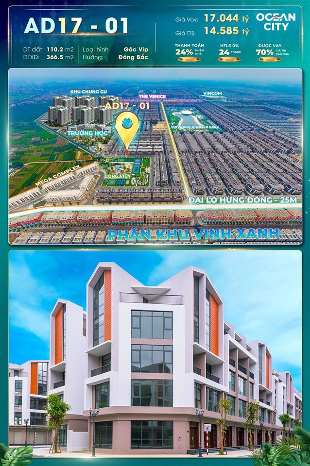 Căn góc ad17 diện tích 110m2, giá chỉ 14 tỷ