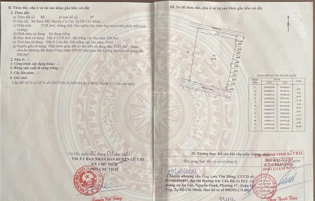 Bán đất thổ cư 1/ hà duy phiên, bình mỹ, củ chi