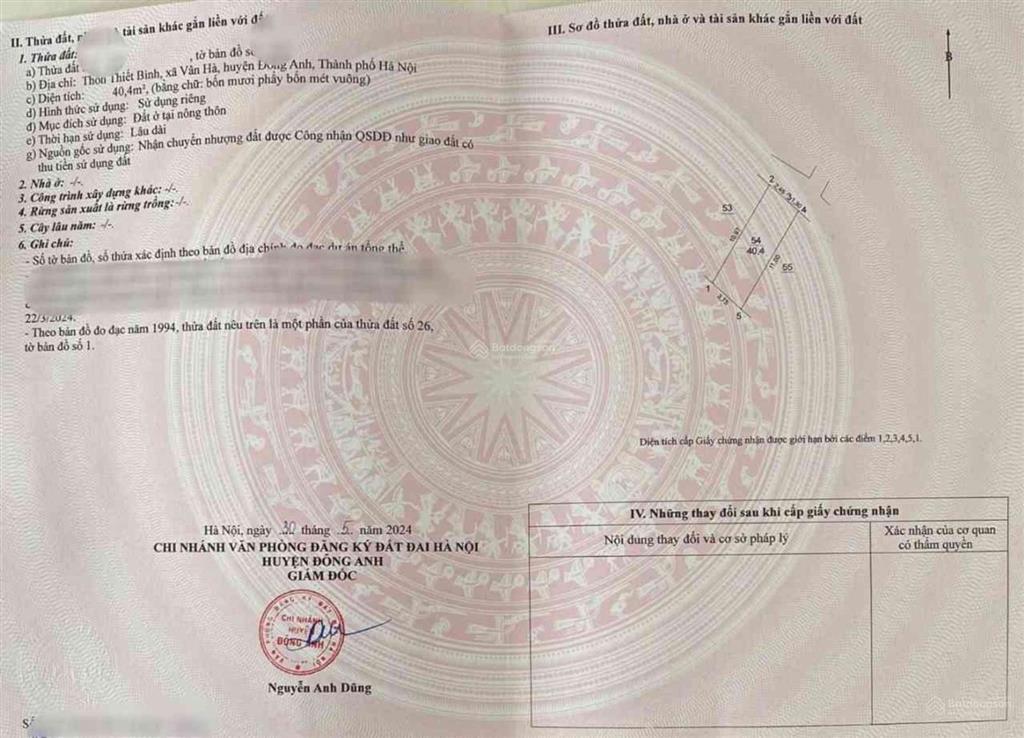 Chính chủ cần tiền gửi bán gấp mảnh đất đẹp thôn thiết bình vân hà. giá chỉ 3,09 tỷ có thương lượng
