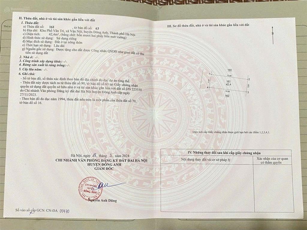 Bán đất tặng nhà c4 ngay gần mặt phố vân trì, đường quốc lộ 23b. đông anh hà nội