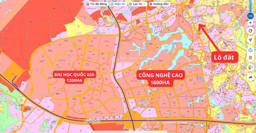 Bán lô đất 100m2 trung tâm hoà lạc, gần sát đại học fpt, học viện tài chính. xây cho thuê được luôn