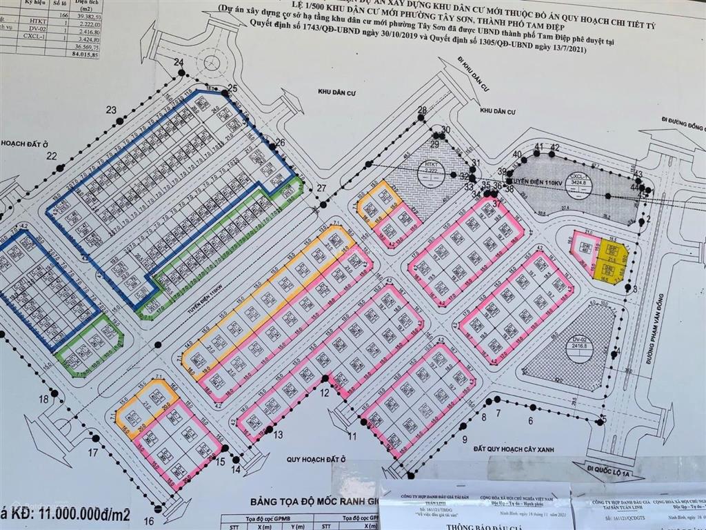 Bán gấp đất 295,5m2 tại phường tây sơn, thị xã tam điệp, ninh bình, giá siêu hời 5,5 tỷ