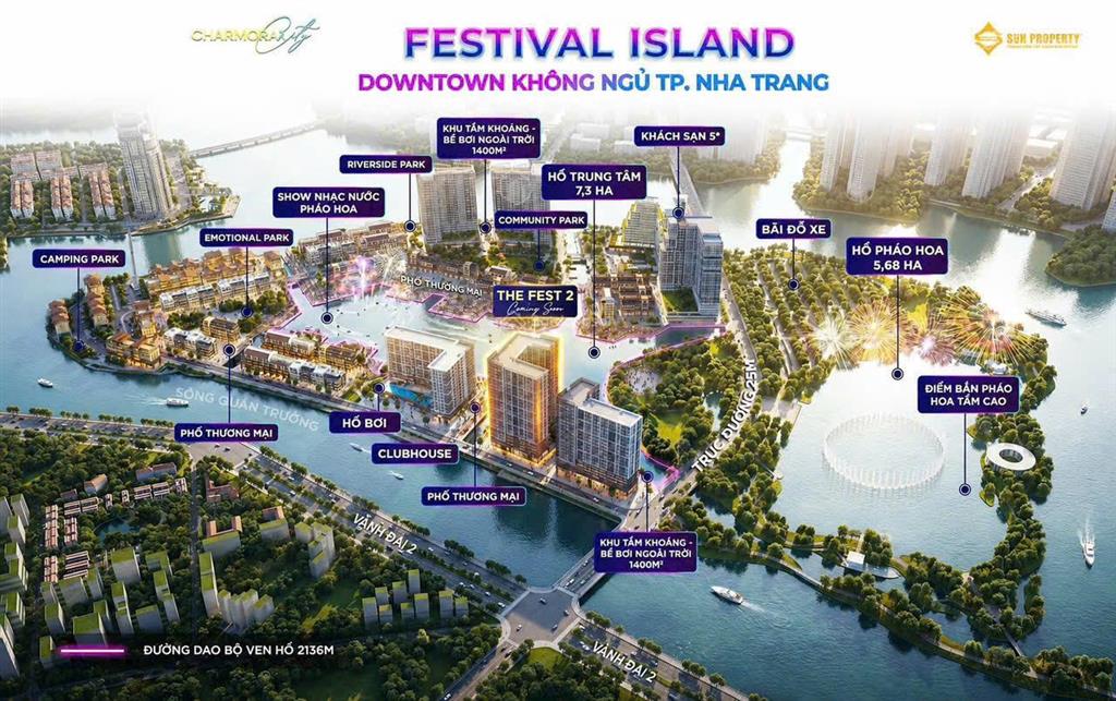 Căn hoa hậu liền kề tầm view đắt giá nhất the fest 2  festival island charmora city nha trang