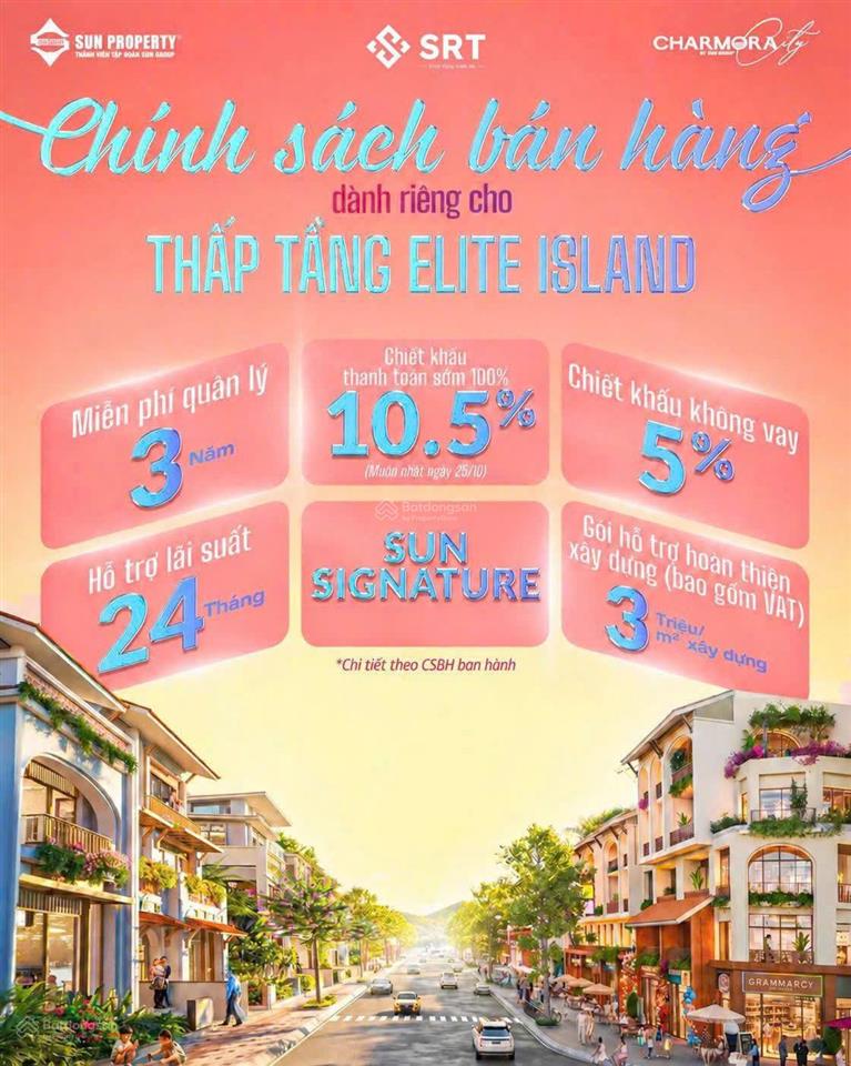 Căn nhà phố liền kề 3 tầng, mặt tiền 7.5m giá tốt charmora city nha trang  sun group