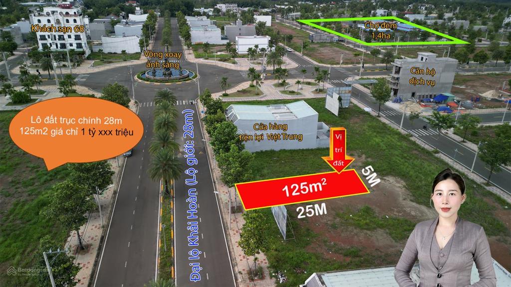 Chỉ hơn 1 tỷ sở hữu đất mặt tiền đại lộ khải hoàn 28m kinh doanh gì cũng đẹp!