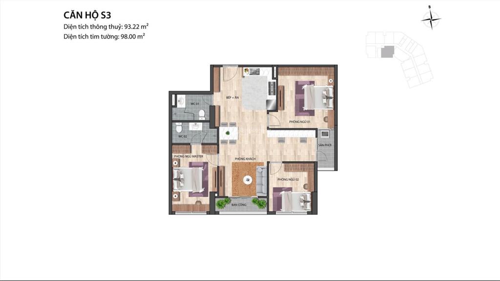 Chính chủ cần tiền bán cắt lỗ căn 3pn giá chỉ bằng căn 2pn, sở hữu lâu dài, trung tâm hòn gai.