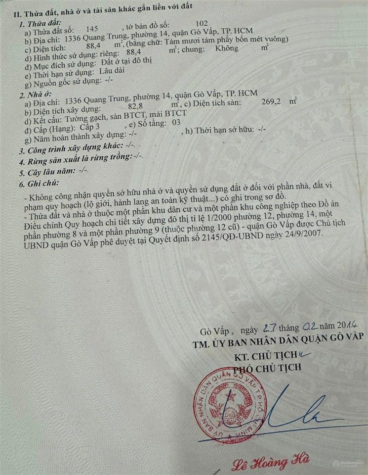 Bán nhà mặt phố tại 1336 quang trung, p. 14, q. gò vấp, tp.hcm, giá tốt 18 tỷ, 88.4m²