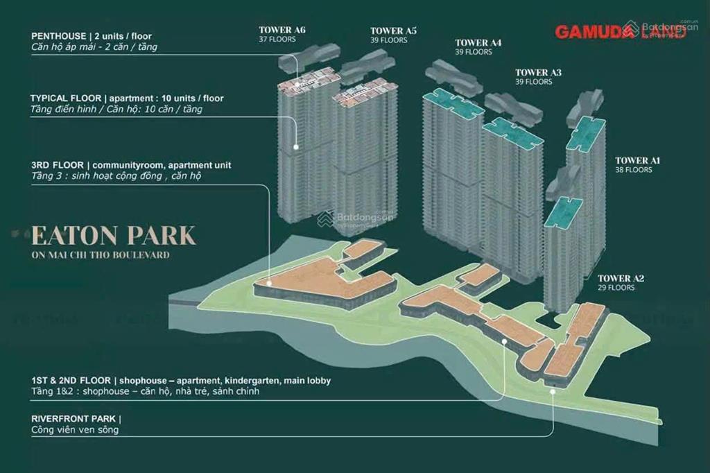 Bán căn hộ 3pn eaton park quận 2, 103m2, view thành phố, giá 16,585 tỷ