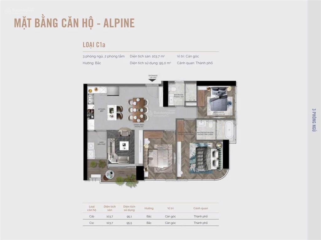 Bán căn hộ 3pn eaton park quận 2, 103m2, view thành phố, giá 16,585 tỷ