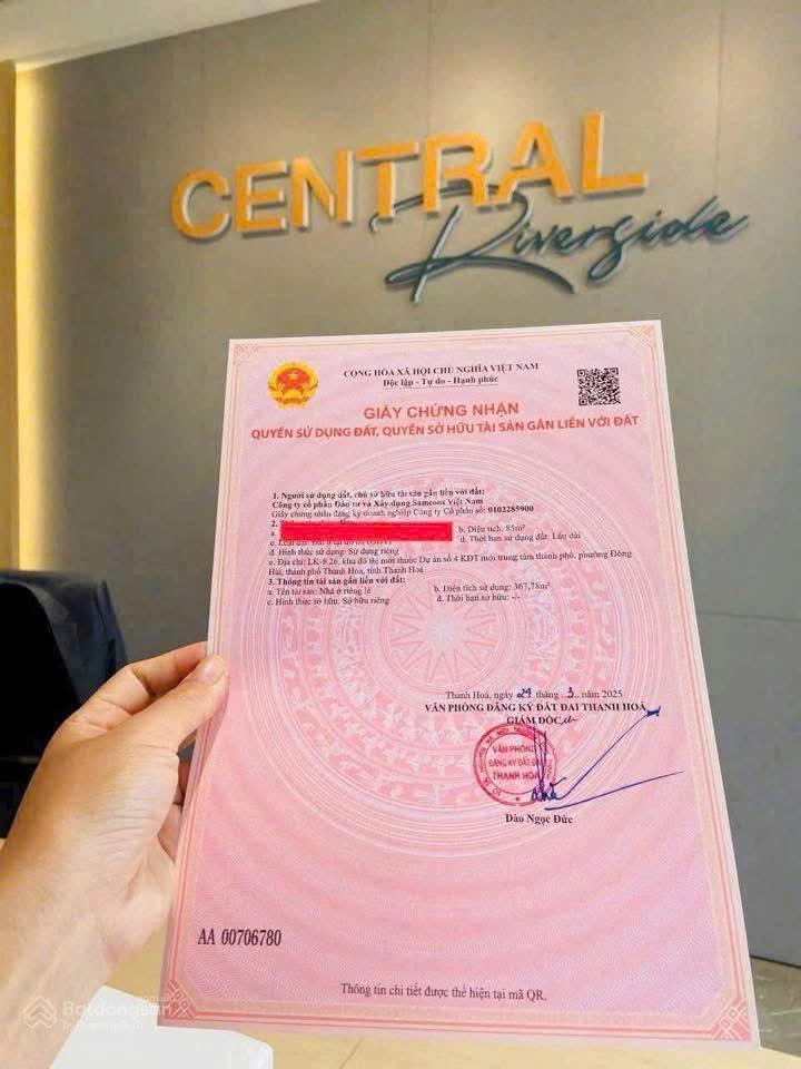 Chính chủ đi công tác bán gấp dự án căn liền kề dự án central thanh hóa, nhận sổ ngay.
