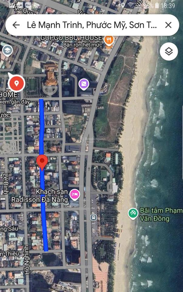 Lô góc! bán đất 2 mặt tiền 145m2  31,99 tỷ  mt lê mạnh trinh  q. sơn trà