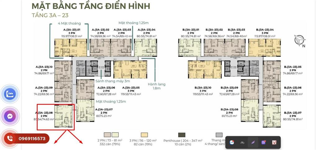 2pn 81m2 view tây nam tầng thấp | chỉ 5,5 tỷ