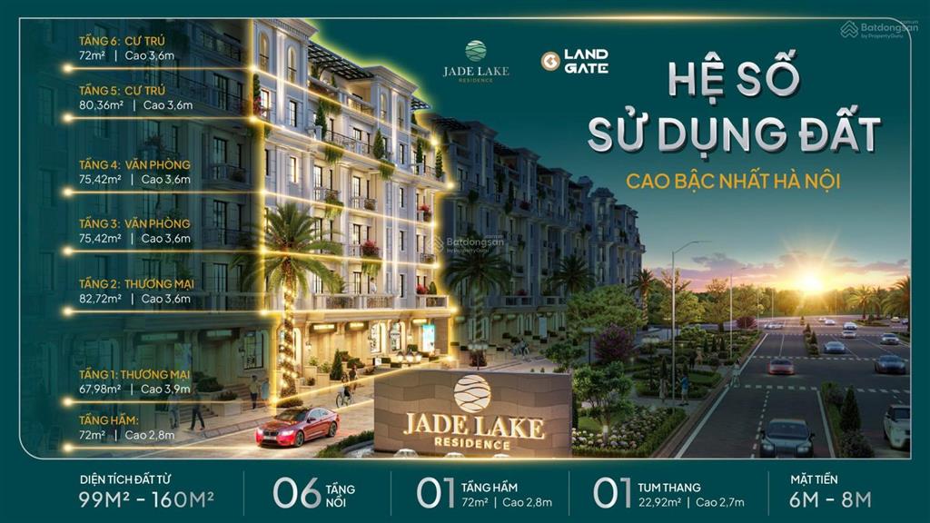 Bán siêu dự án jade lake residencenằm ở mặt đường đại lộ tây thăng long, 102  160m2, 7 tầng 1 hầm