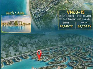 Biệt thự rẽ quạt vn6815 trực diện hồ lagoon, dtich 503m2, giá 82 tỷ, bãi cát sau nhà riêng tư