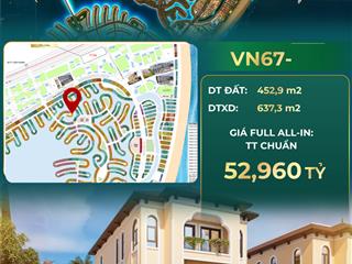 Đơn lập 453m2 giá 48 tỷ vinhomes cần giờ trục vn67, hỗ trợ ls 1824 tháng, biển sau nhà riêng tư