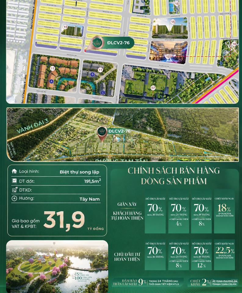 Song lập nổi bật vinhomes sài gòn park góc ngã 4, dt 192m2 giá 31,9 tỷ