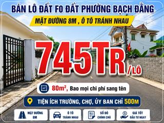 Đất mặt đường nhựa 8m tại phường bạch đằng ( thuỷ nguyên )  745 triệu/lô
