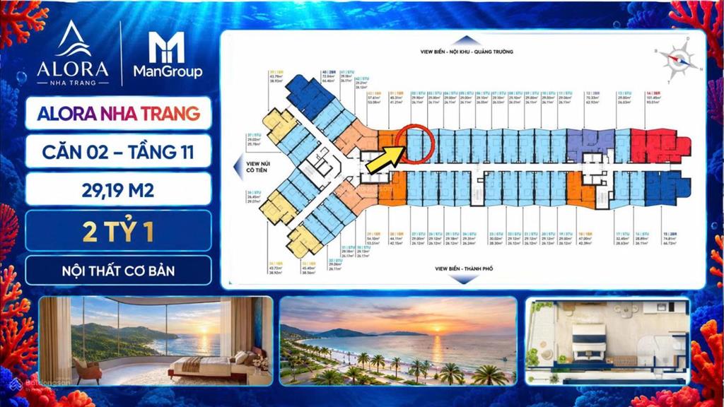 Bán căn alora nha trang căn hộ biển giá 2.1 tỷ dt 29m2, bài toán tài chính dễ thở hơn