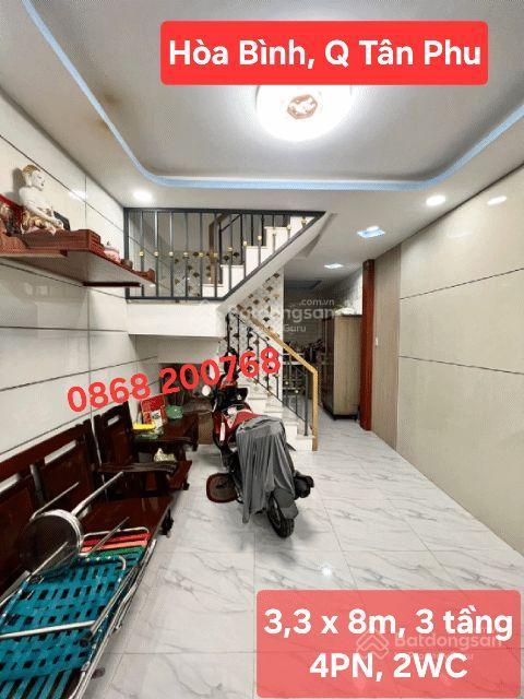 Nhà mới 3 tầng  4 pn đường hòa bình tân phú  cạnh đầm sen giá 3,78 tỷ