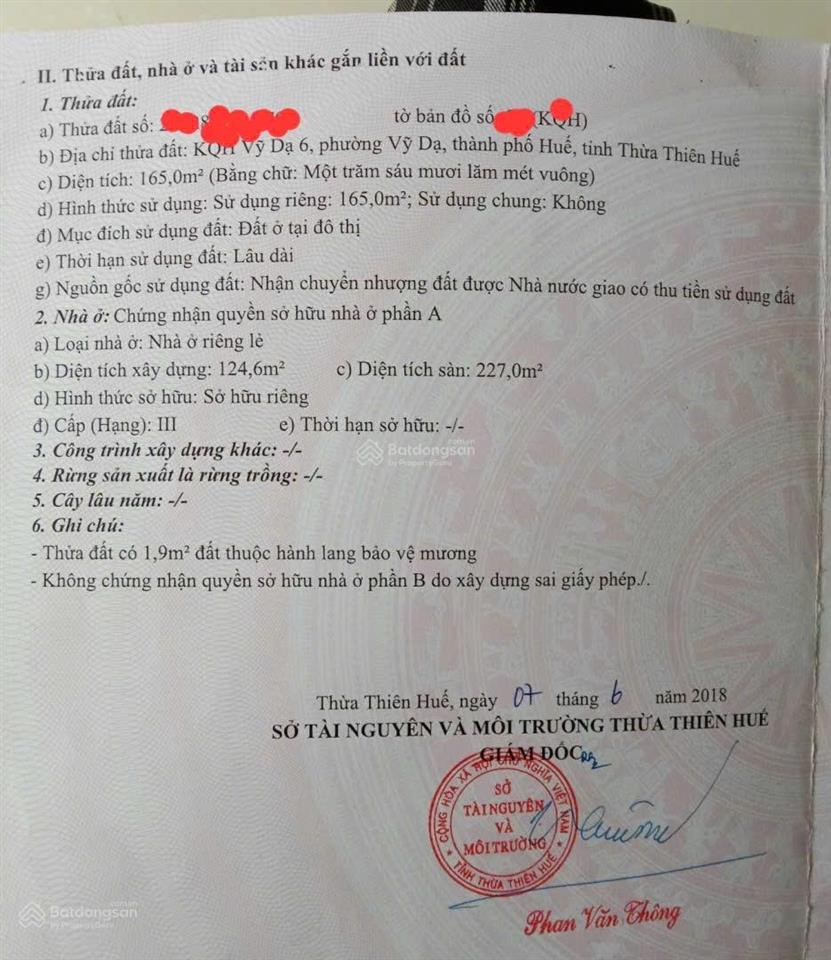 Mặt tiền trương gia mô, 9,5 tỷ, 165m2, hàng hiếm tại huế