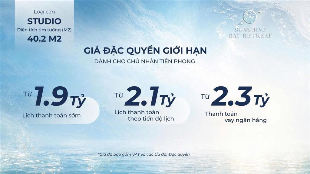 Sunshine bay retreat 1,99 tỷ  bàn giao full nội thất