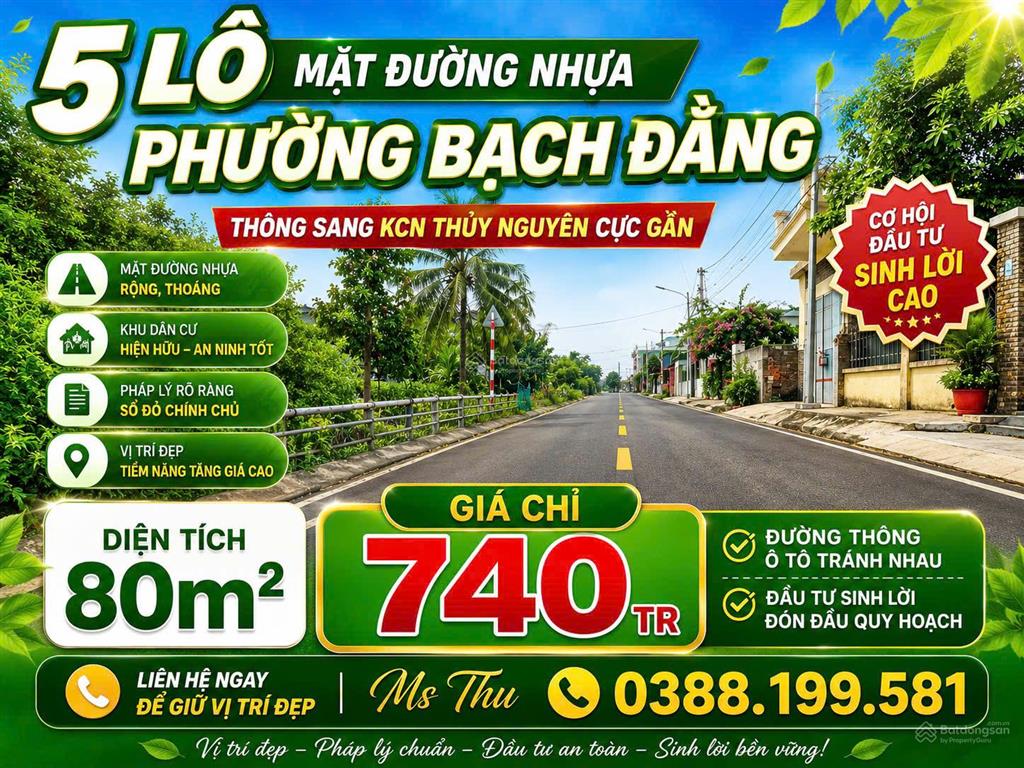 Fo mặt đường nhựa  phường bạch đằng  thuỷ nguyên. chỉ từ 745triệu