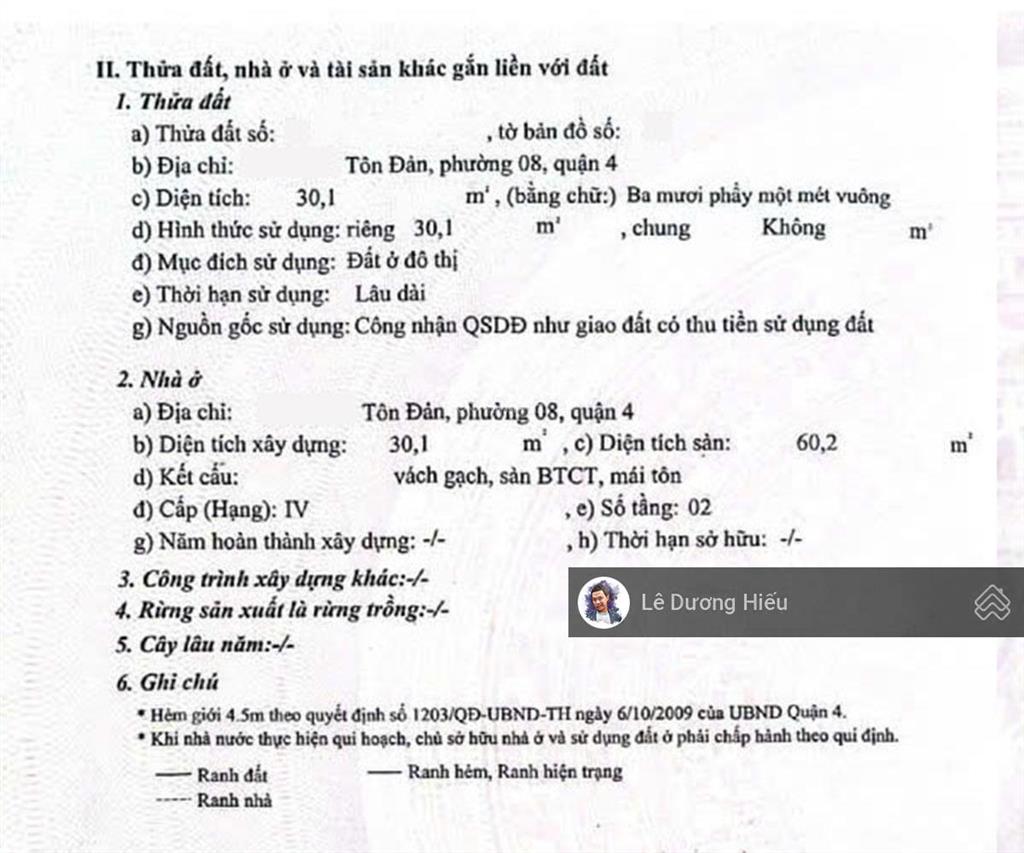 Bán nhà tôn đản 30m2. mặt tiền 3.6m. không quy hoạch. tiện kinh doanh. đang cho thuê 8tr/tháng