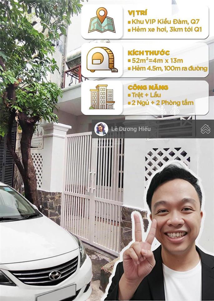 Bán nhà hẻm xe hơi khu kiều đàm. 52m2 ngang 4m vuông vắn. giấy phép xây dựng 5 tầng. không bị qh