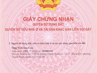 Cần bán nhà mặt tiền đường thạnh xuân 22 phường thới an thành phố hcm (quận 12 cũ), giá bán 11ty