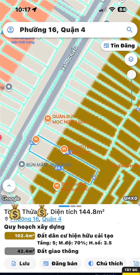 CHÍNH CHỦ CẦN BÁN NHÀ 2 TẦNG MTKD Đ.XÓM CHIẾU, QUẬN 4 - NGANG ĐẸP 6M*24M * LH GIANG