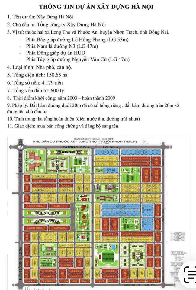 Chính chủ bán đất hud  xdhn nhơn trạch