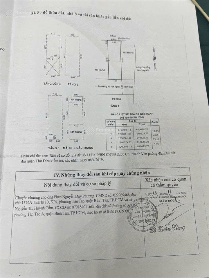 Bán nhà đường võ văn ngân  phường bình thọ thủ đức nhà 4 tầng  4x13 giá 10 tỷ.