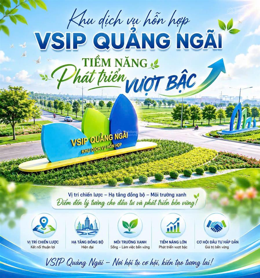 Vsip quảng ngãi với chính sách hấp dẫn,chỉ 1,2 tỷ chiết khấu đến 50 triệu,thanh toán trong 60ngày