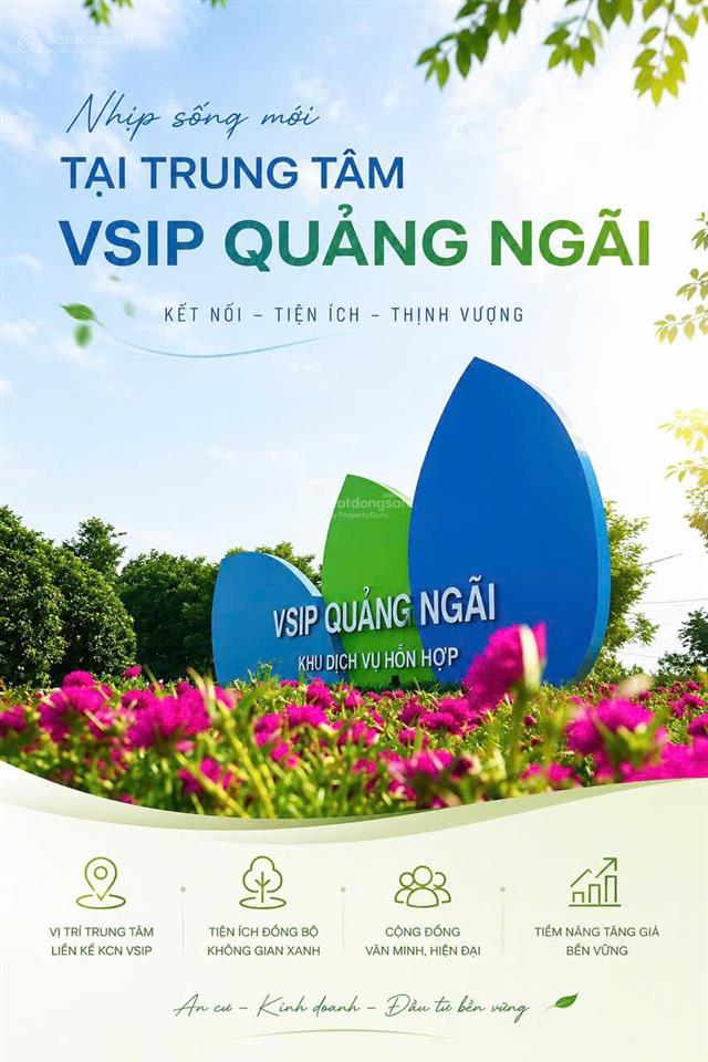 Cực rẻ chỉ 9,1 triệu/m2 sở hữu ngay đất nền vsip quảng ngãi, chiết khấu lên đến 50 triệu đồng