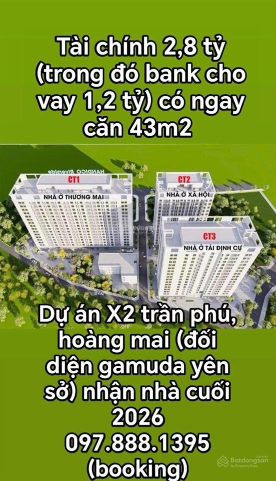 Bán căn hộ x2 trần phú,hoàng mai