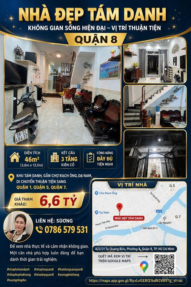 Nhà đẹp tám danh hxh không gian sống hiện đại, vị trí thuận tiện quận 8 nhỉnh 6 đồng