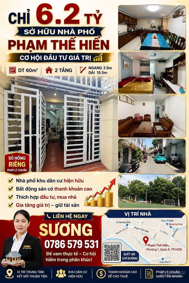 Chính chủ cần bán gấp nhà phạm thế hiển 65m2 phường 1, quận 8. nhỉnh 6 đồng