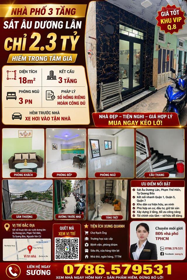 Nhà phố 3 tầng sát âu dương lân chỉ 2.3 tỷ, hiếm trong tầm giá
