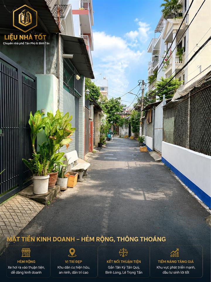 Bán nhà mặt tiền kd hẻm 8m tân kỳ tân quý, bình hưng hòa cn 57,2 m²  ngang 4,2m giá 5,85 t.ỷ
