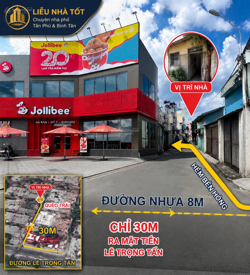 Bán đất tặng nhà cấp 4 sát mặt tiền lê trọng tấn, tây thạnh, tân phú6x10cn57m².k0.lg