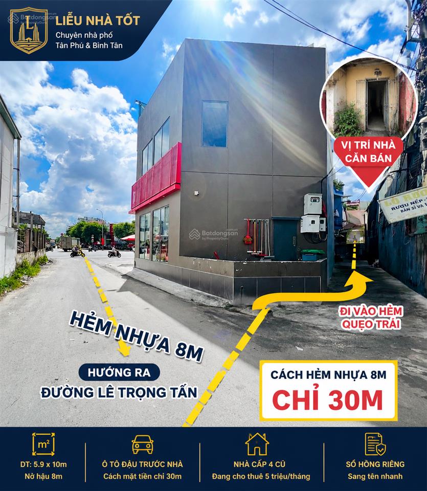 Bán đất tặng nhà cấp 4 sát mặt tiền lê trọng tấn, tây thạnh, tân phú6x10cn57m².k0.lg