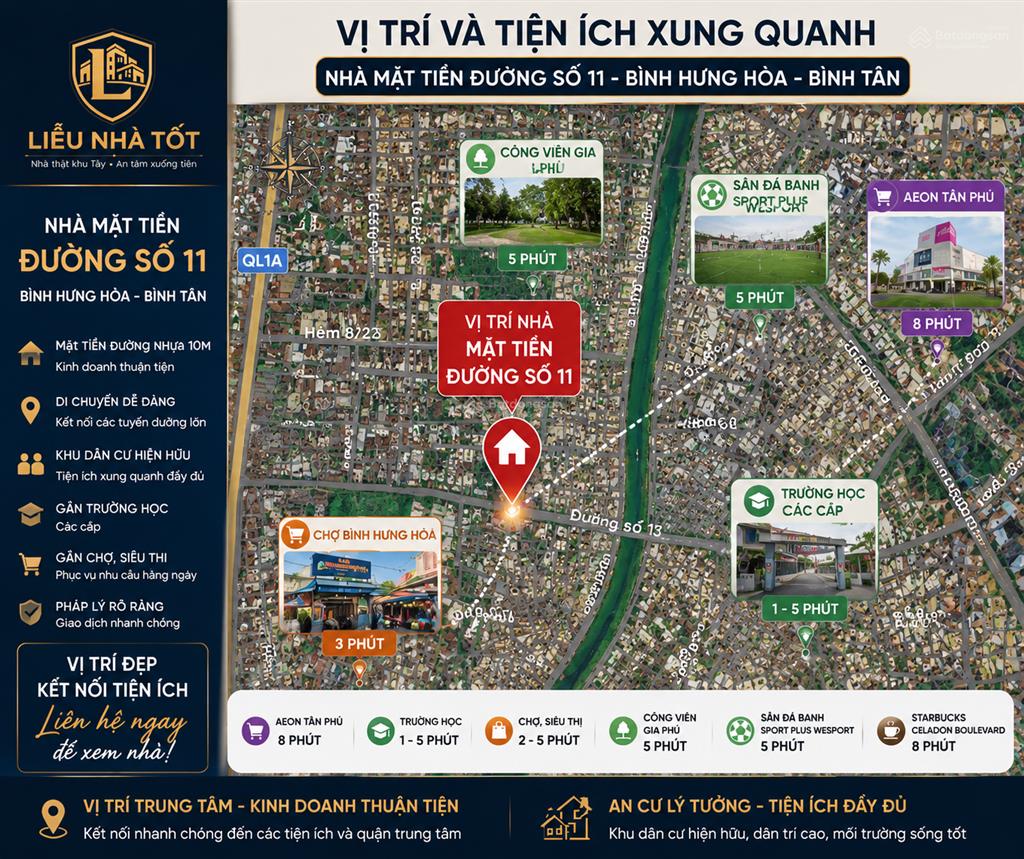 Nhà mặt tiền đường số 11|bhh|cn 63m2 ko lg|kênh tham lương|aeon tân phú|chỉ hơn 6 t.ỷ