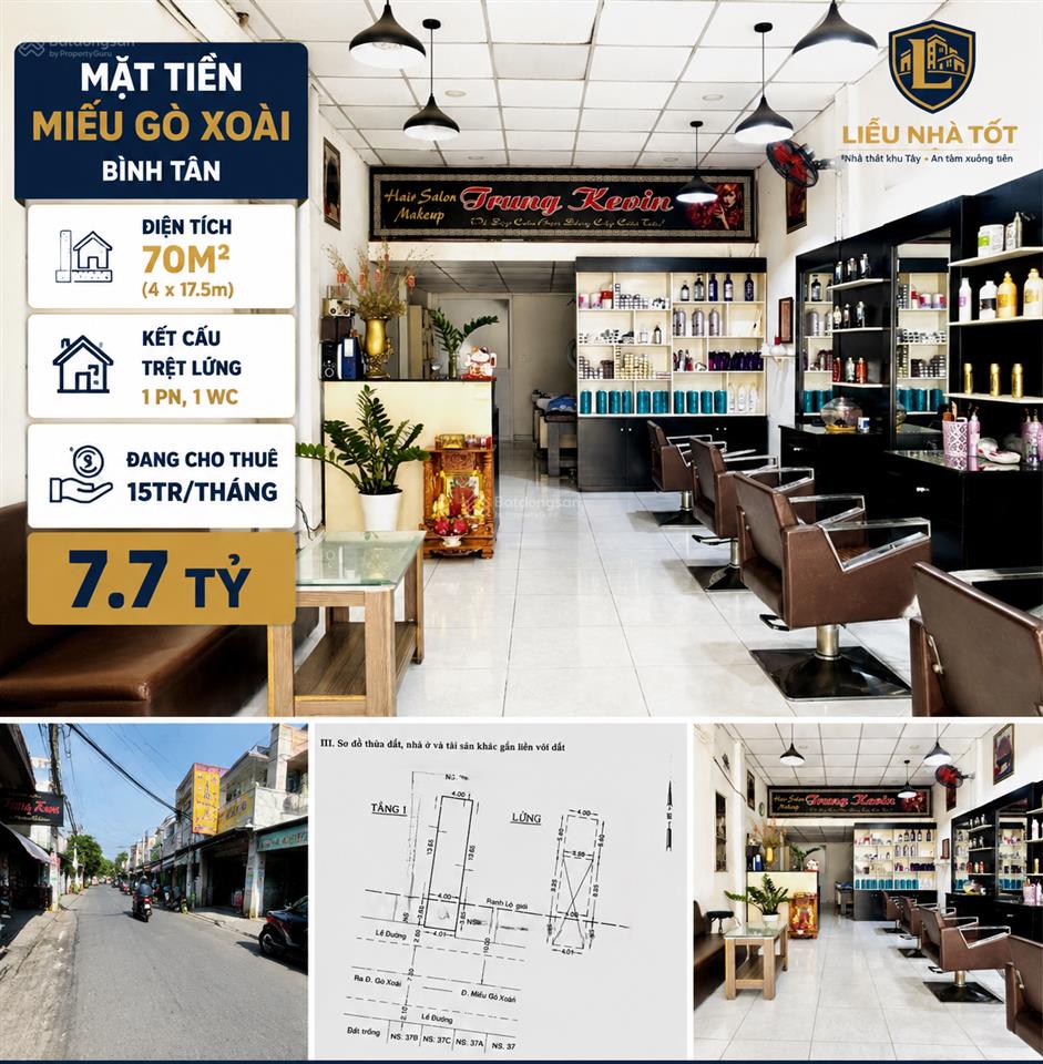 Mặt tiền miếu gò xoài bình tân | 70m2 | đang cho thuê 15tr/tháng | chỉ 7.7 tỷ