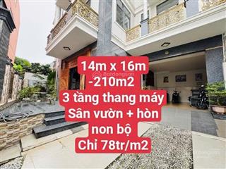 Biệt phủ quận 6210m2 3tầng thang máy nội thất 2tỷ sân vườn hòn non bộ  ngang 14m nở hậu 22tỷ tl