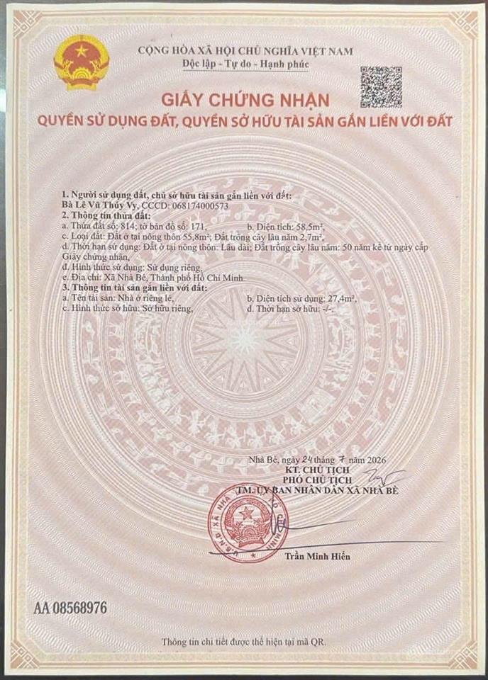 Bán đất thổ tặng nhà sổ hồng riêng đường đẹp hẻm đẹp