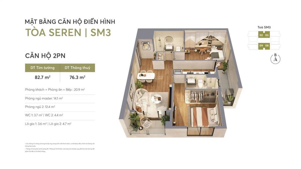 Bán gấp căn 2pn ngoại giao phòng ngủ giá tốt nhất dự án greenera southmark chỉ với 85tr/m2